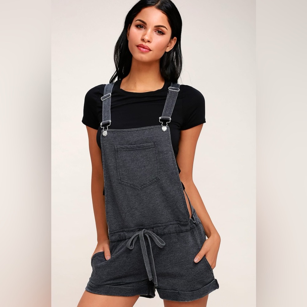 Luke washed black short overalls
